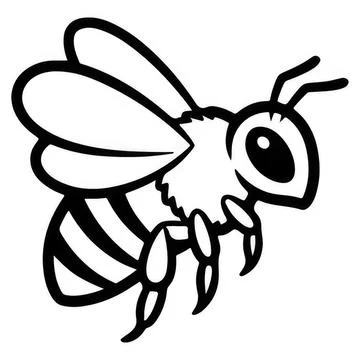 Simple black and white line drawing of a bee Иллюстрация