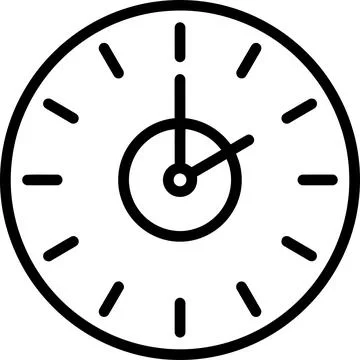 Simple black and white line art illustration of a circular analog clock fac.. Illustrazione stock