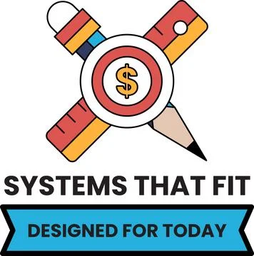 Simple black and white logo shows tools crossing over a dollar sign Ilustração Stock
