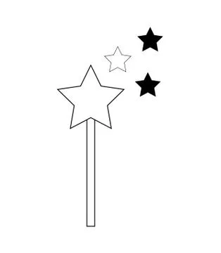 Simple, black and white magic wand Stock Illustration