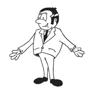 Simple black and white man in suit Stock Illustration