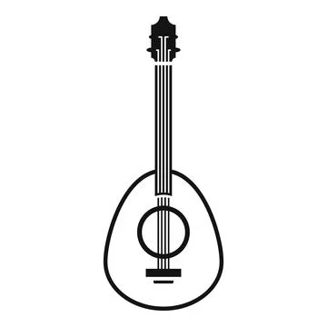 Simple black and white mandolin string instrument icon Stock Illustration