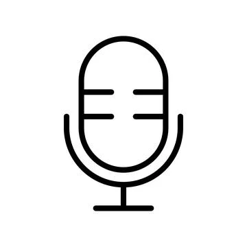 Simple Black and White Microphone Icon for Audio Recording and Sound Design Stock Illustration