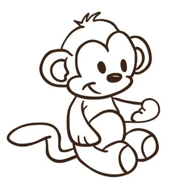 Simple black and white monkey Stock Illustration