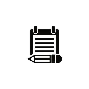 Simple black and white notepad icon with pencil for various design needs Stock Illustration