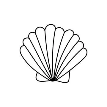 Simple black and white outline drawing of seashell Illustrazione stock