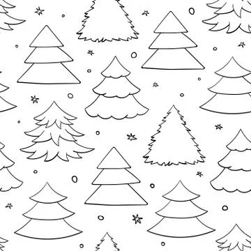 Simple black and white pattern with christmas tree Stock Illustration