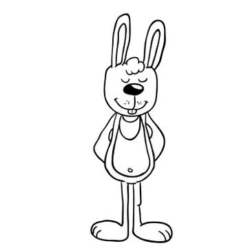 Simple black and white rabbit standing Stock Illustration