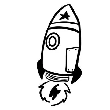 Simple black and white rocket Stock Illustration