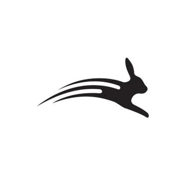 Simple black and white Running Rabbit logo design vector illustration Stock Illustration