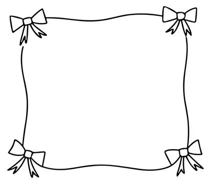 Simple black and white square border frame illustrated with small bows art Stock Illustration