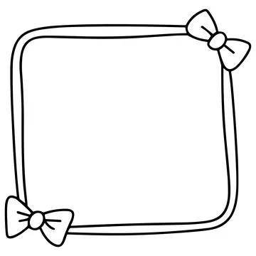 Simple black and white square frame illustration decorated with bow ties Stock Illustration