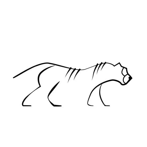Simple black and white tiger logo, side view of a tiger. Stock Illustration
