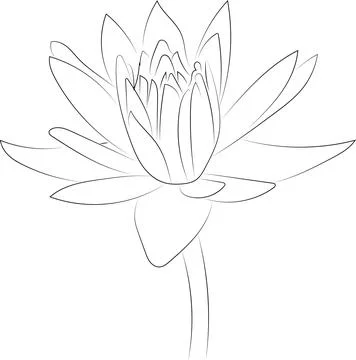 A simple black and white vector line pattern of a flower. Illustrazione stock