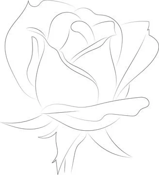 A simple black and white vector line pattern of a flower on a white backgroun Stock Illustration