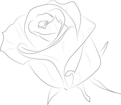 A simple black and white vector line pattern of a flower on a white backgroun Stock Illustration