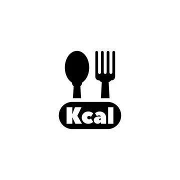 Simple black and white vector icon representing calorie counting with utens.. Stock Illustration