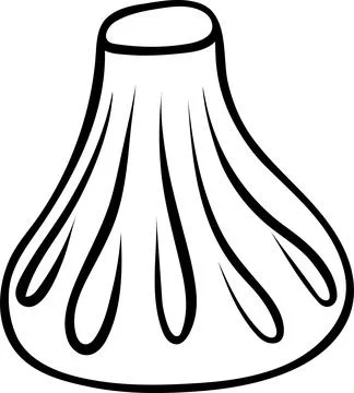 Simple black and white vector icon of Georgian khinkali dumpling, hand-draw.. Stock Illustration