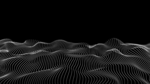 Simple black and white wave space. White linear waves on isolated black bac.. Stock Footage 317433897