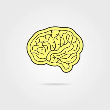 Simple black and yellow brain Stock Illustration