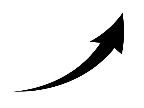 A simple black arrow representing a rise. Stock Illustration