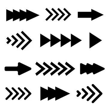 Simple black arrows pack isolated on white. Vector illustration Stock Illustration