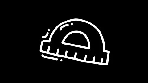 A simple black background featuring a white protractor illustration, ideal .. Stock Footage 319587857