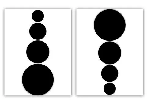 Simple black balloons from small to large on white background Stock Illustration
