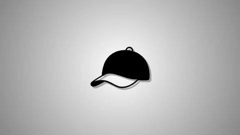 Simple black baseball cap icon animating with a subtle shadow and highlight.. Stock Footage 346490856