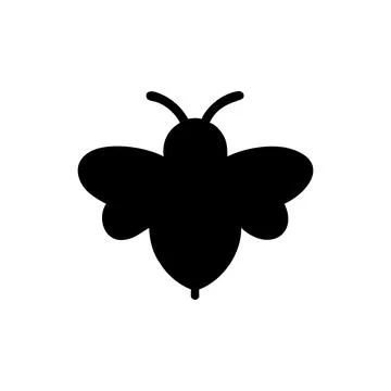 Simple Black Bee Icon, Nature, Pollination and Sweet Honey Insect Stock Illustration