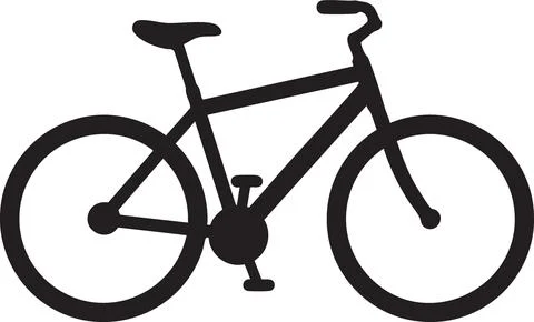 Simple Black Bicycle Icon Silhouette on White Background Stock Illustration