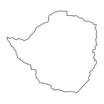 Simple black border outline map Zimbabwe on white, vector illustration Stock Illustration