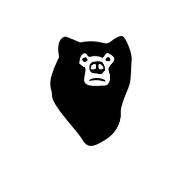 Simple black brand bear head logo design Vector illustration Stock Illustration