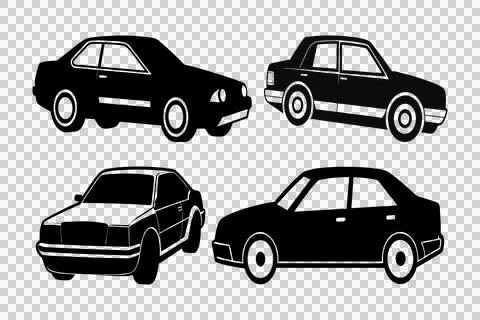 Simple black car vector collection, black car silhouette art, black car icon Stock-Illustration