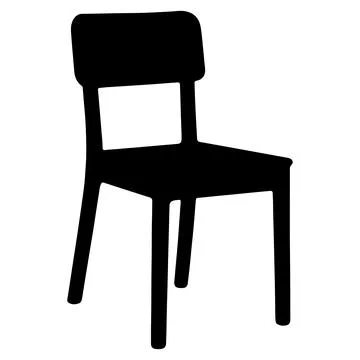 Simple Black Chair Silhouette Vector Icon Isolated on White Background Stock Illustration