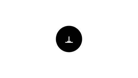 A simple black circle with a white arrow pointing down in the center Stock Footage 315338282