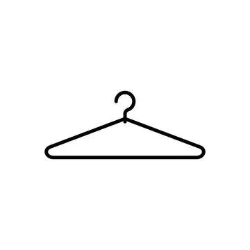 Simple black clothes hanger. Iron hanger with hook for storing and drying Illustrazione stock
