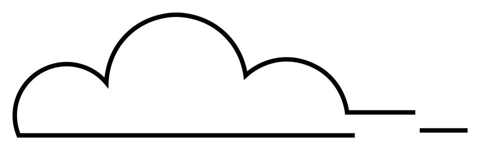Simple Black Cloud Outline with Horizontal Lines on White Background Stock Illustration