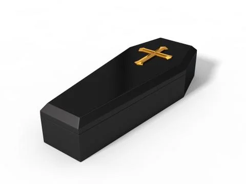 Simple black coffin, conceptual 3d illustration. Stock Illustration