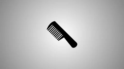 Simple black comb icon rotates slowly against gradient background visual effe Stock Footage 346491156