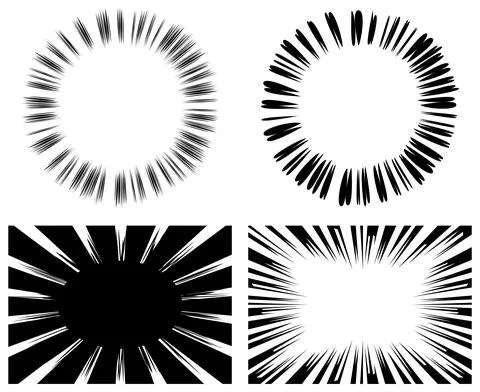 Simple black comic book style background elements set isolated on white. Coll Ilustración de archivo