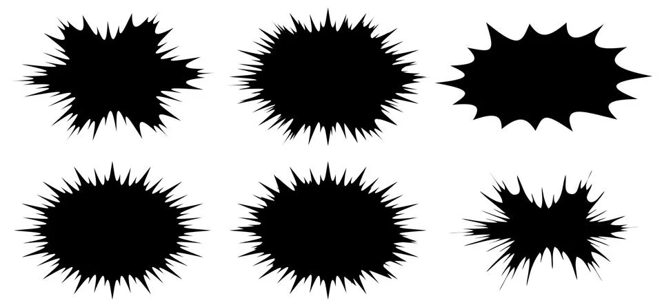 Simple black comic book style background elements set isolated on white. Coll Ilustración de archivo