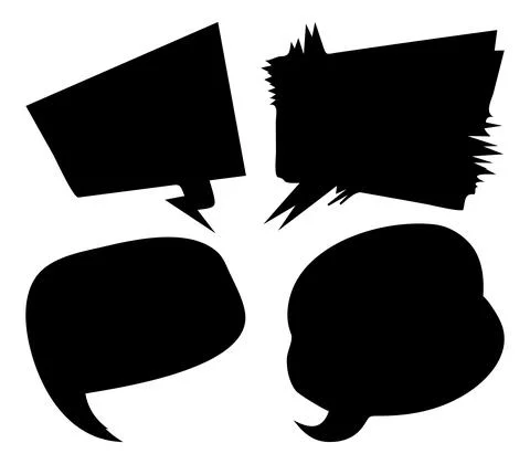 Simple black comic book style background elements set isolated on white. Coll Ilustración de archivo