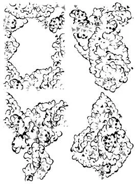 Simple black comic book style background elements set isolated on white. Coll Stock Illustration