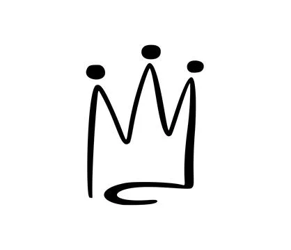Simple black crown drawing on white background Stock Illustration