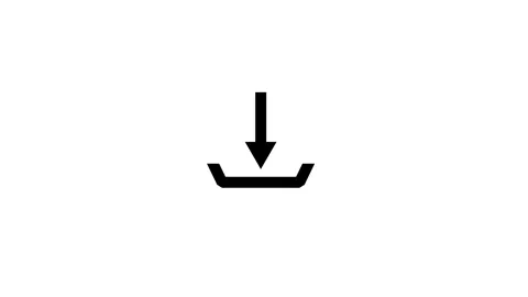 Simple black download arrow icon with bracket base Stock Footage 333685365