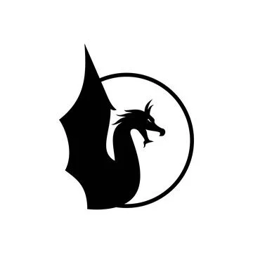 Simple black dragon logo. monster sign and symbol. Stock Illustration