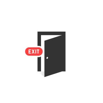 Simple black exit door icon on white background Stock Illustration