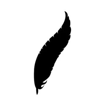 Simple, black feather silhouette Stock Illustration