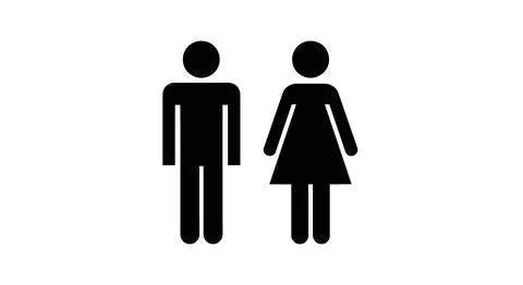 Simple Black Figures of Man and Woman on White Background - Gender Icon Stock Illustration